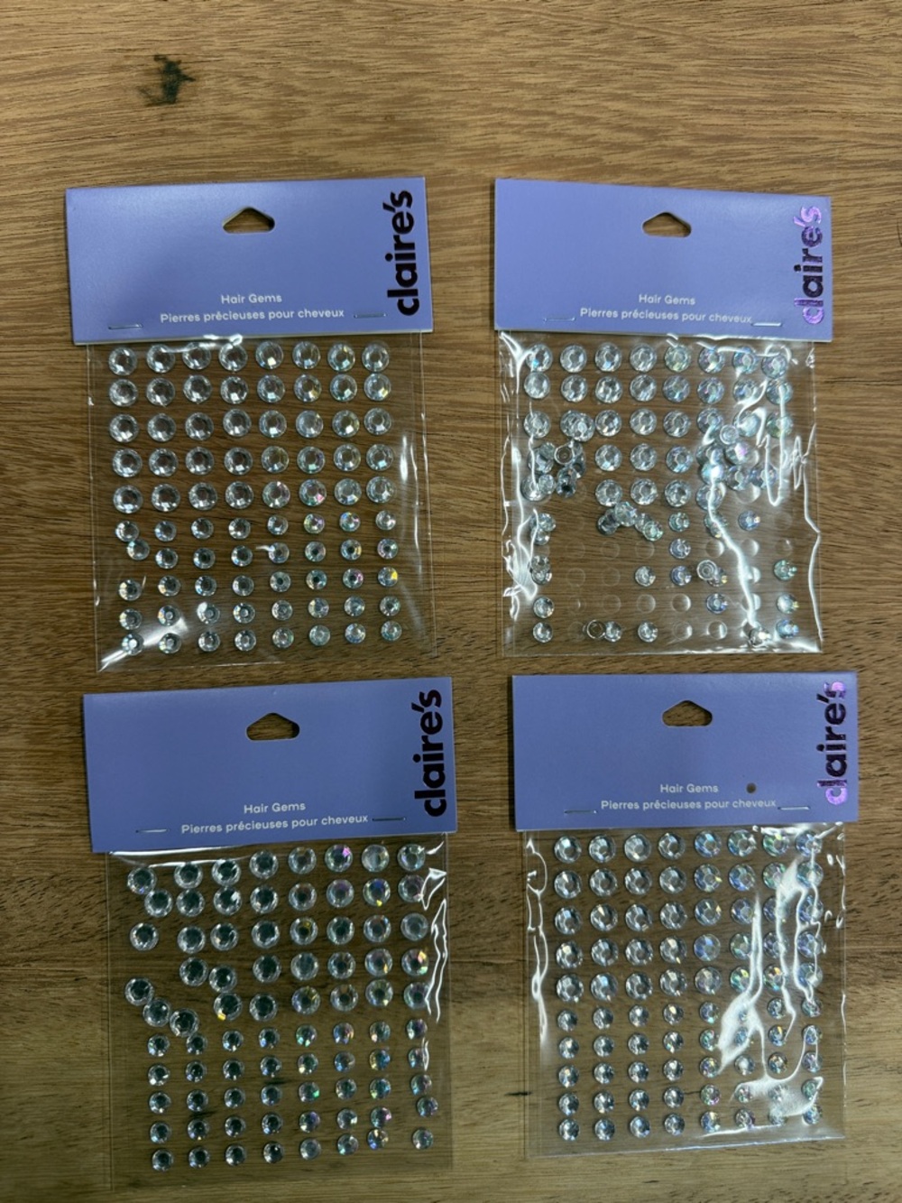 Claire's Clear Iridescent Adhesive Hair‎ Gems